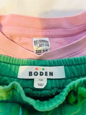 Mini Boden Green Shorts & Billionaire Boys Club Pink Tee - Kids